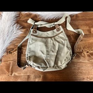 Vintage Eddie Bauer Canvas and Leather Backback Shoulder Bag